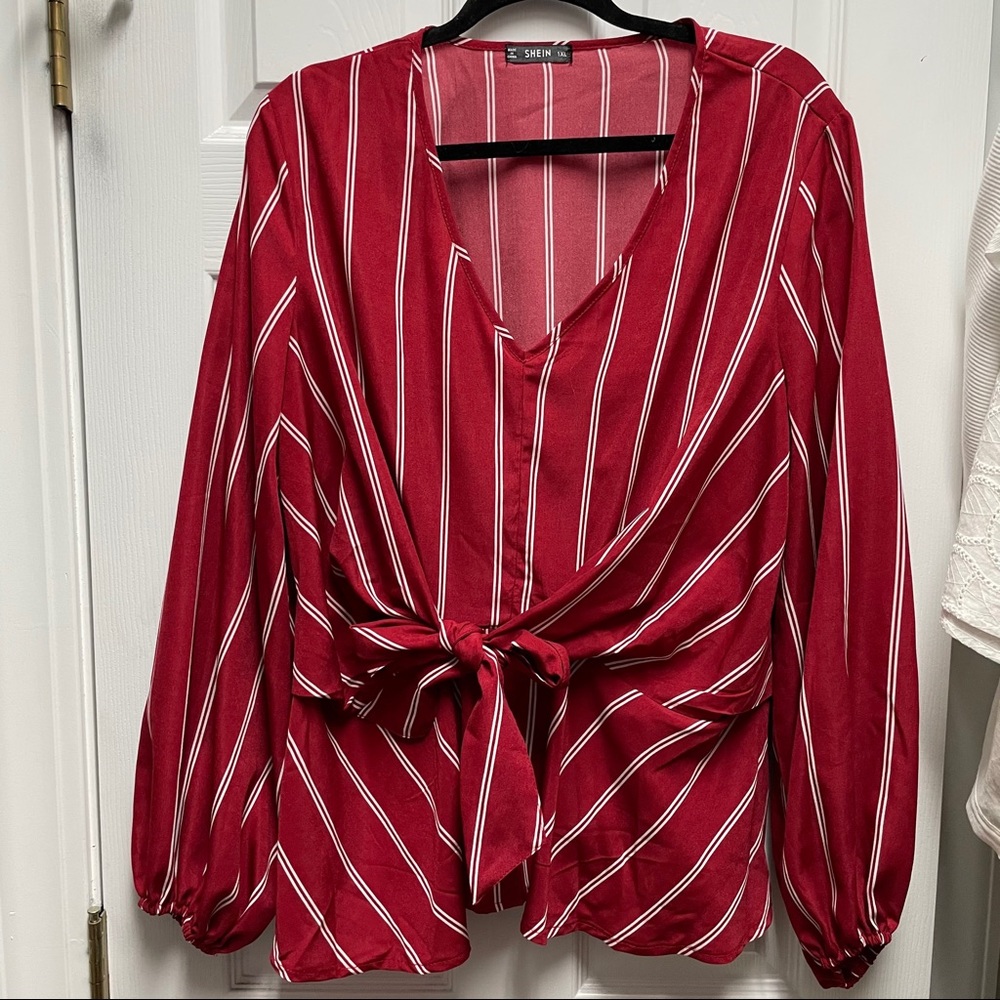 Striped belted top